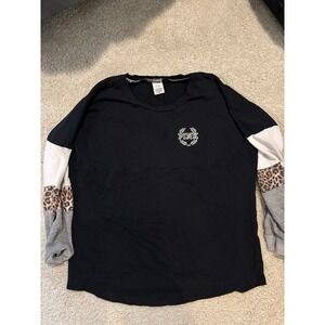 PINK Victoria's Secret Long Sleeve Crewneck Sweatshirt Sleeve Accents Size L